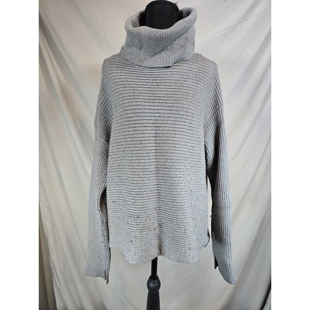 Zara Knit Womens Pullover Turtle Neck Gray Sweater Size Large
